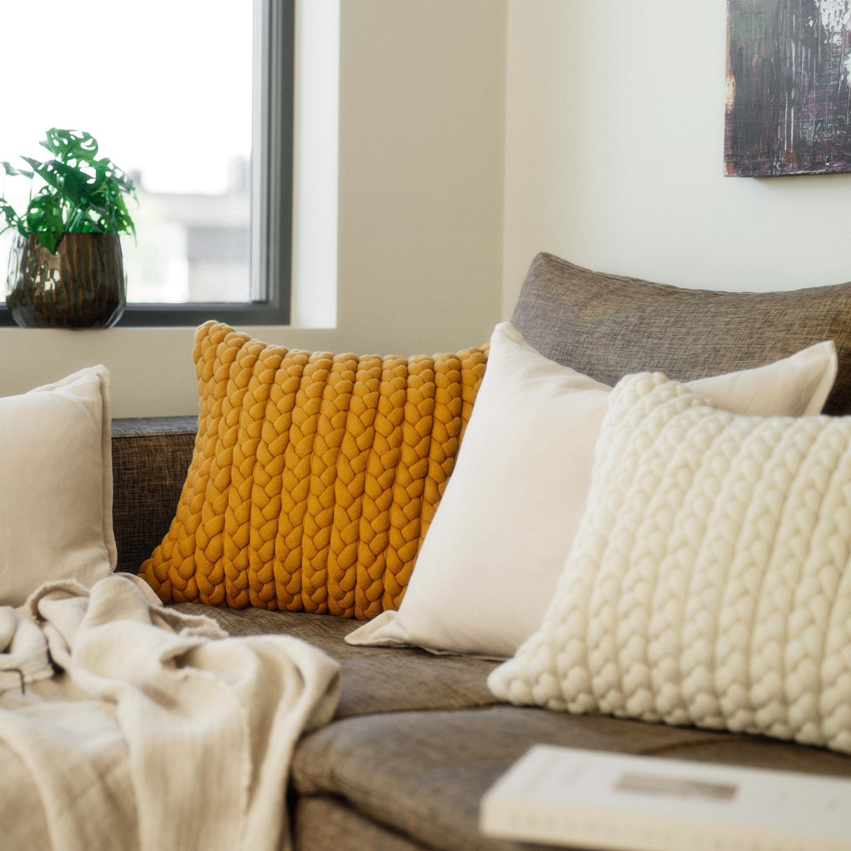 Ava Mustard kuddfodral 50x50 cm