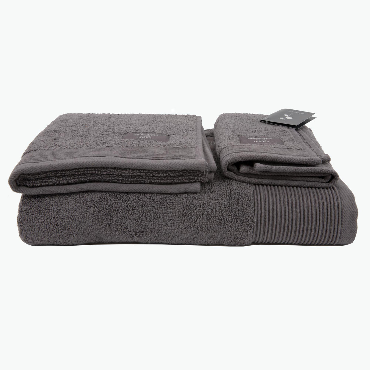Lyxig stengrå handklesett