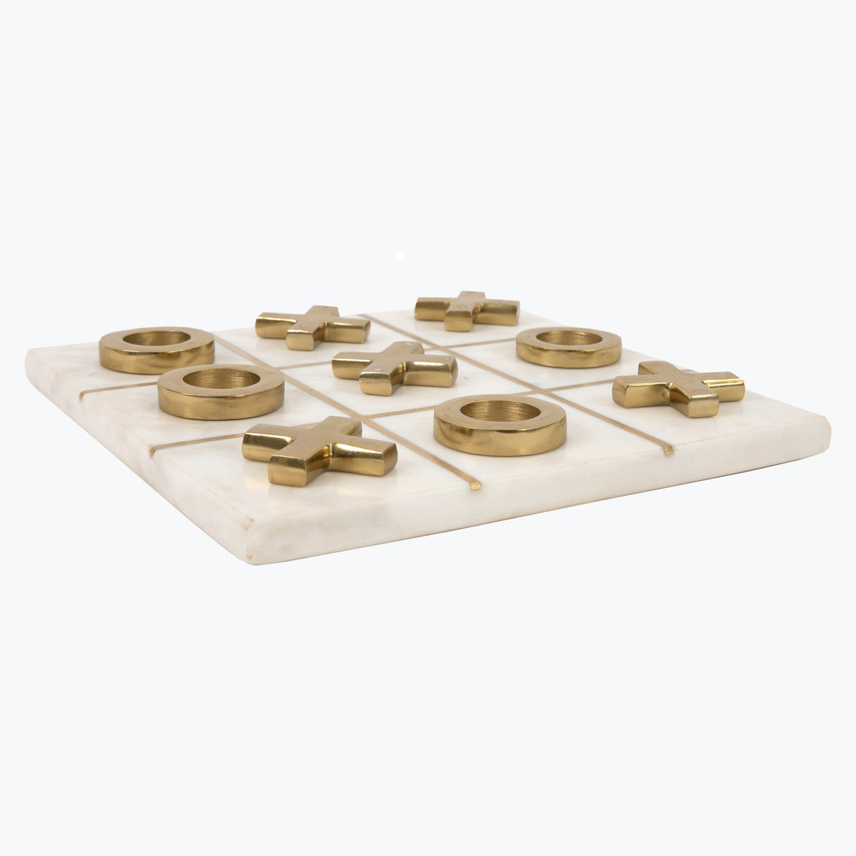 White Marble Tic-Tac-Toe med 10 spelpjäser