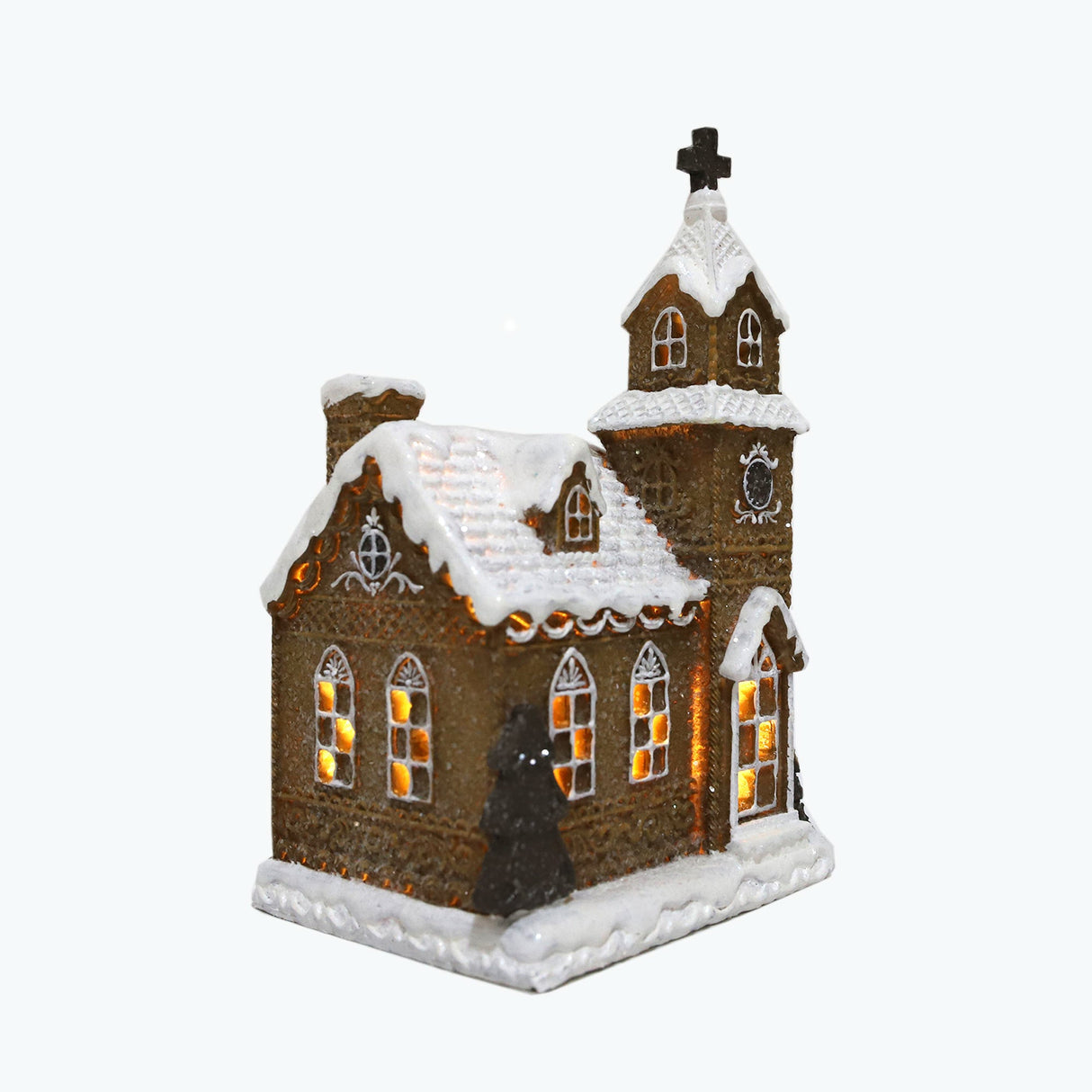 Gingerbread kyrka med LED-ljus