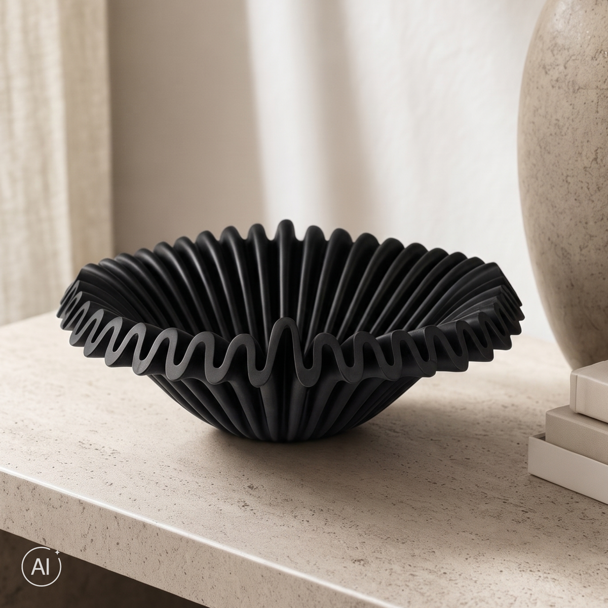 Black Ribbed skål liten