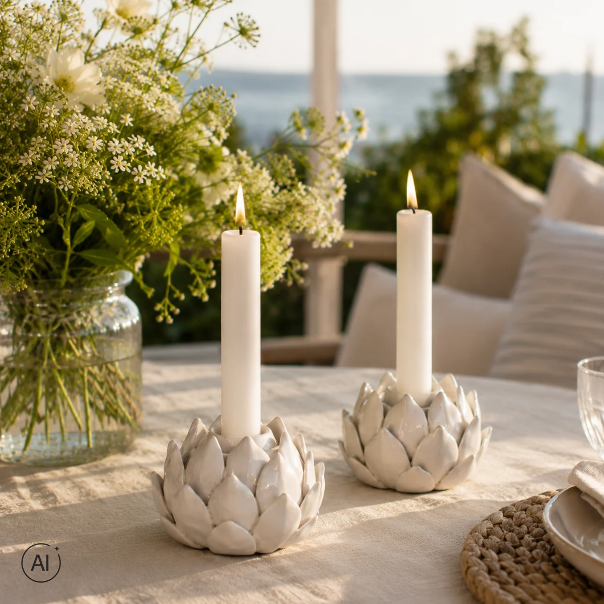 Lotus White ljusstake 2 st
