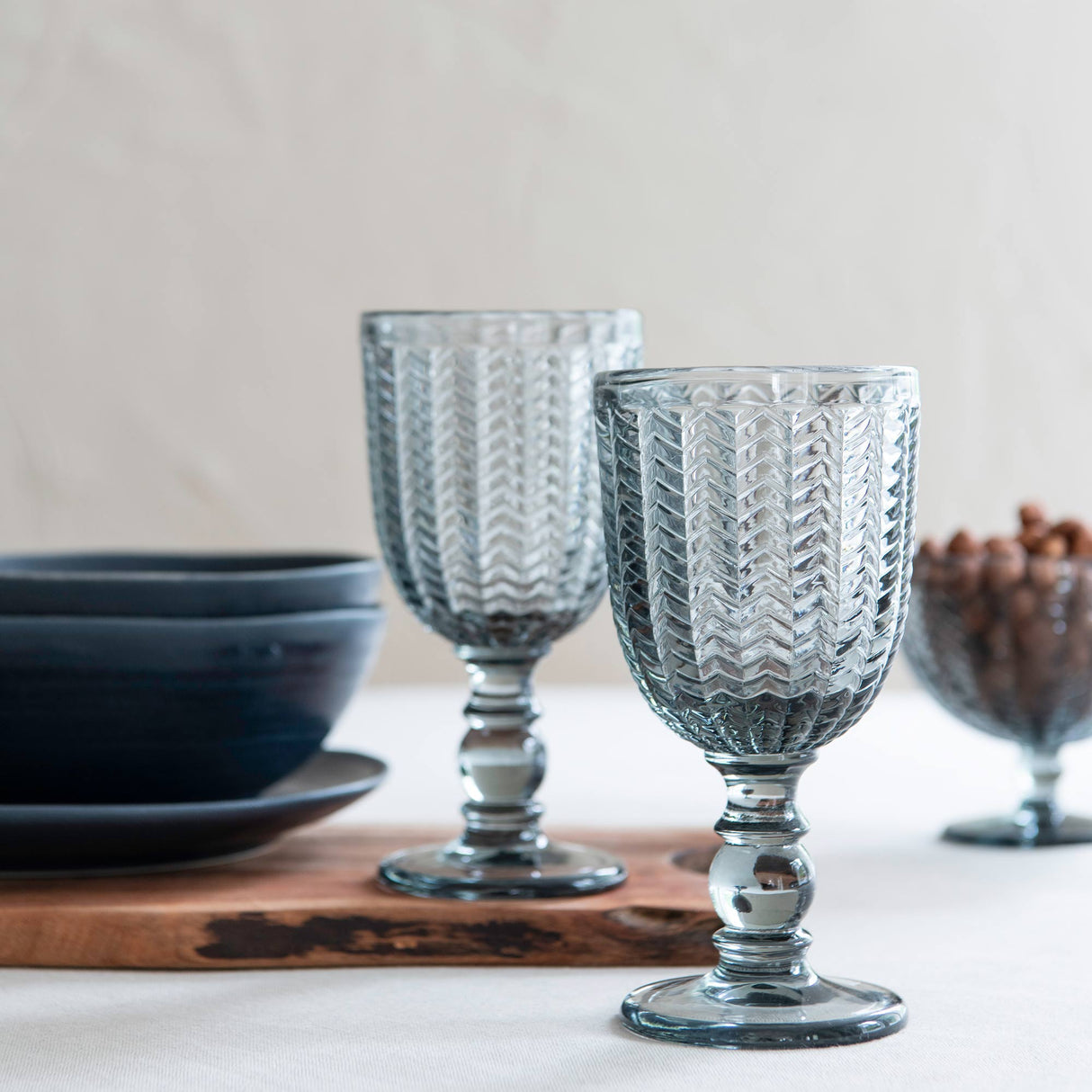 Carla vinglas 2 st grå