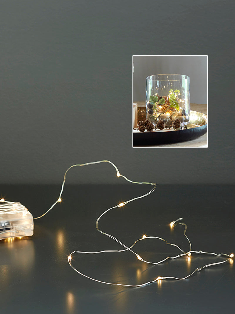 Glow ljusslinga med 20 LED-ljus 2 st, batteridriven med fjärrkontroll