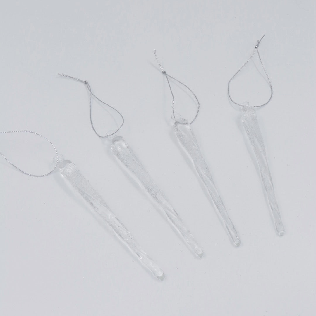 Juldekoration istapp frostad 4 st