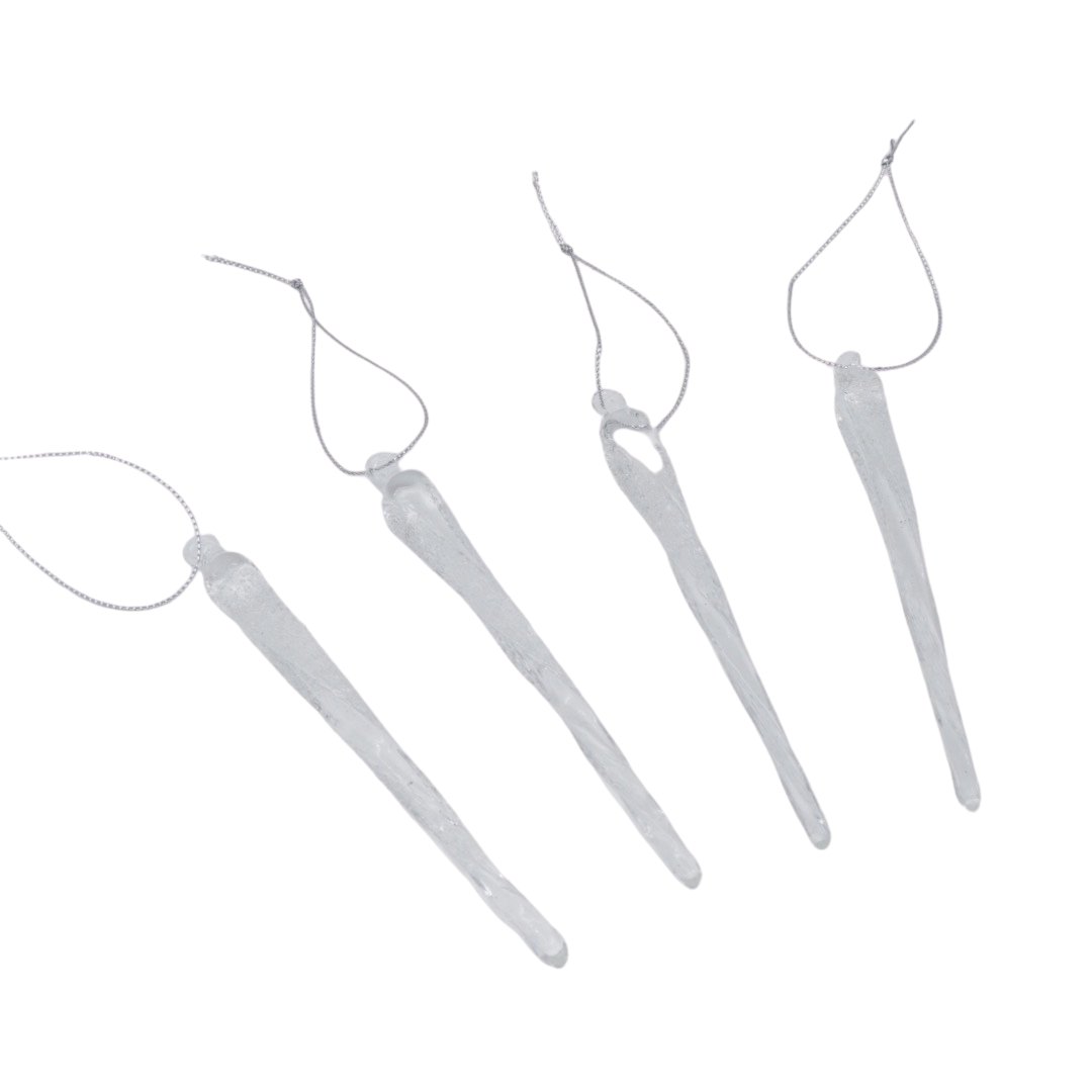 Juldekoration istapp frostad 4 st