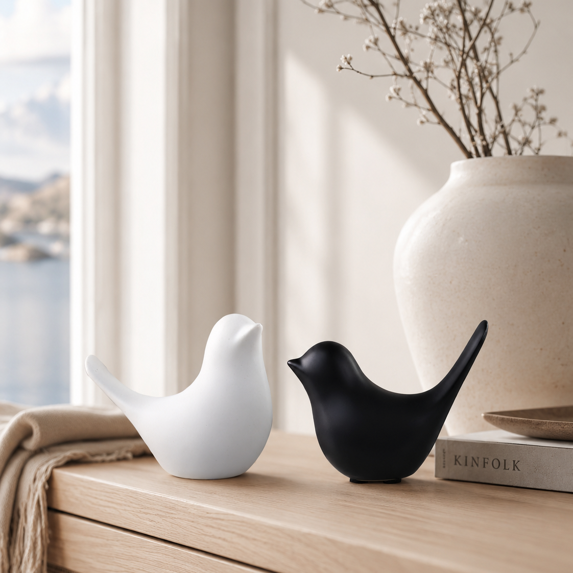 Bird figur vit medium