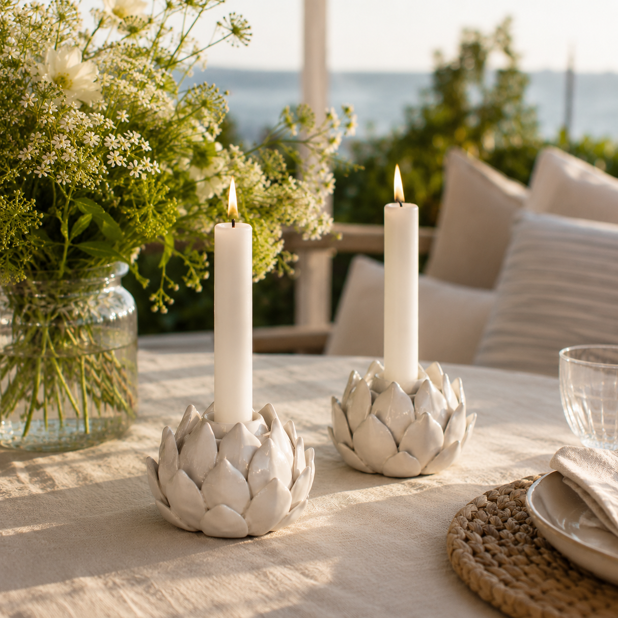Lotus White ljusstake 2 st